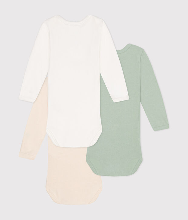 Lot de 3 bodies manches longues en coton b&eacute;b&eacute; multicouleur