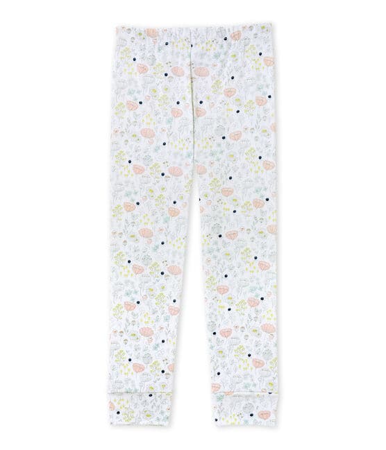 Pantalon de pyjama fille à coordonner blanc ECUME/rose ROSE/ MULTICO