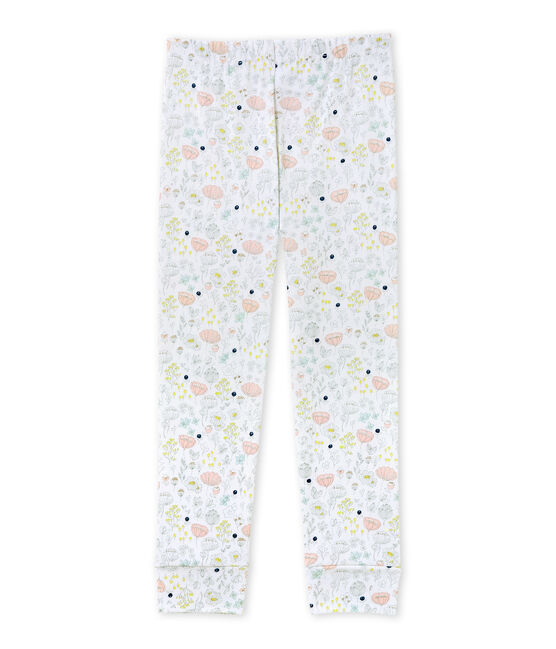 Pantalon de pyjama fille à coordonner blanc ECUME/rose ROSE/ MULTICO