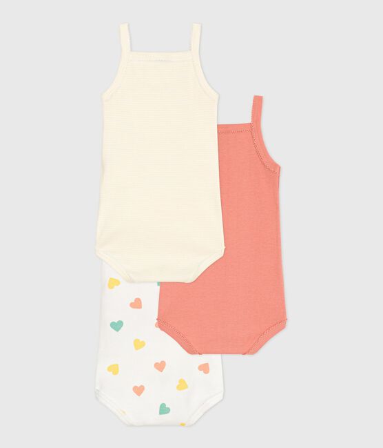Lot de 3 bodies bretelles en coton cœurs bébé variante 1