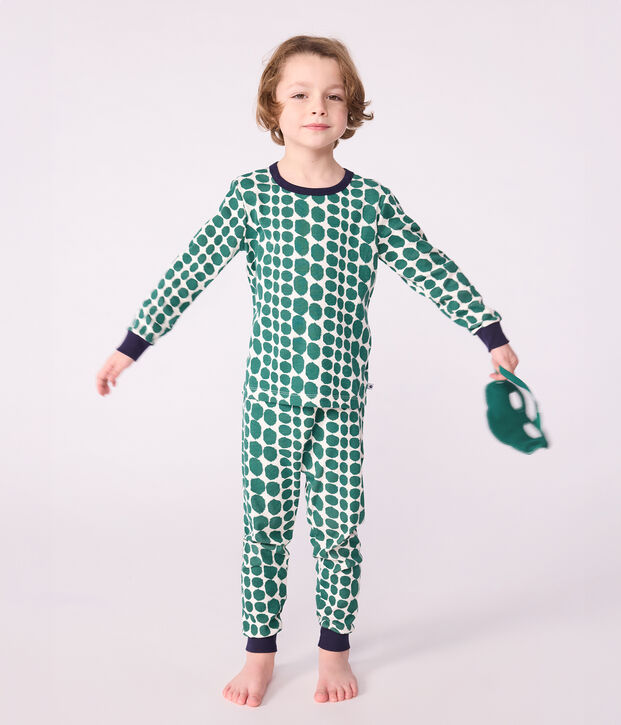 Pyjama d&eacute;guisement enfant en coton imprim&eacute; croco vert/vert