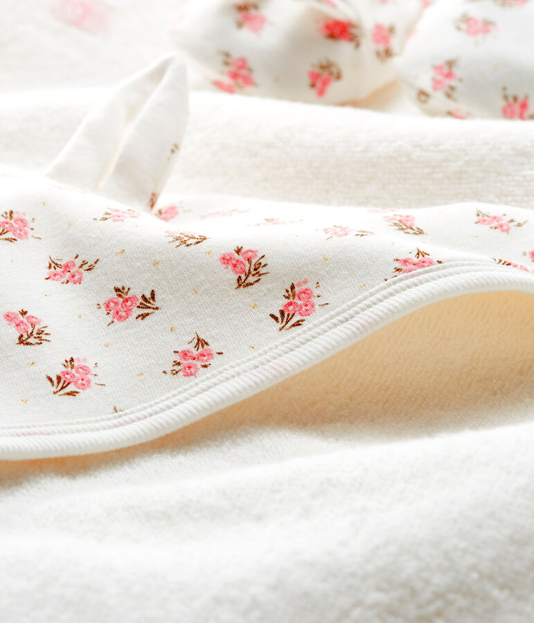 Coffret carr&eacute; de bain et chaussons b&eacute;b&eacute; en BE et c&ocirc;te blanc/rose/multicouleur