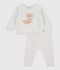 Ensemble 2 pi&egrave;ces b&eacute;b&eacute; en tricot coton &agrave; motif ourson beige chin&eacute;