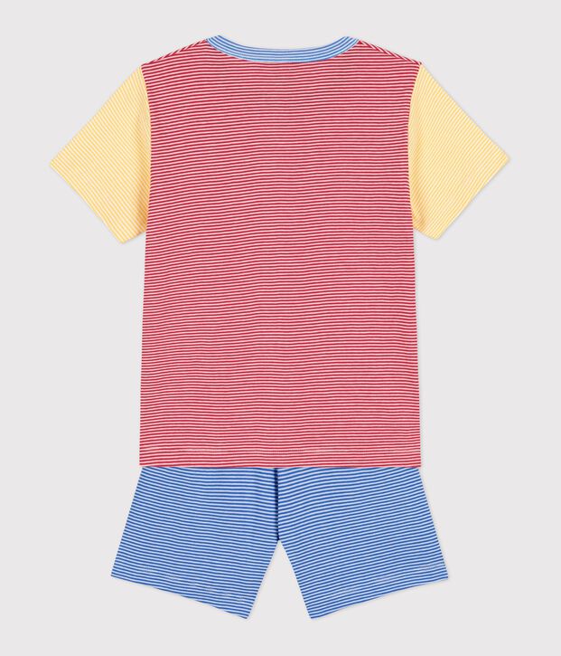 Pyjacourt milleraies rouge, bleu et jaune petit gar&ccedil;on en coton rouge/multicouleur