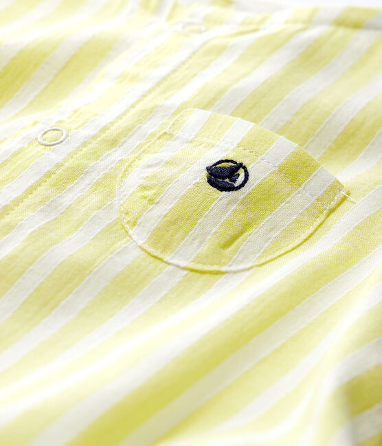 Combicourt à rayures jaunes bébé en popeline de coton biologique jaune JAUNE/blanc MARSHMALLOW