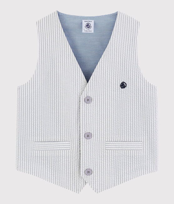 Gilet sans manches en seersucker enfant garçon gris GRIS/blanc MARSHMALLOW