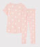 Pyjama rose à cœur petite fille en coton biologique rose MINOIS/blanc ECUME