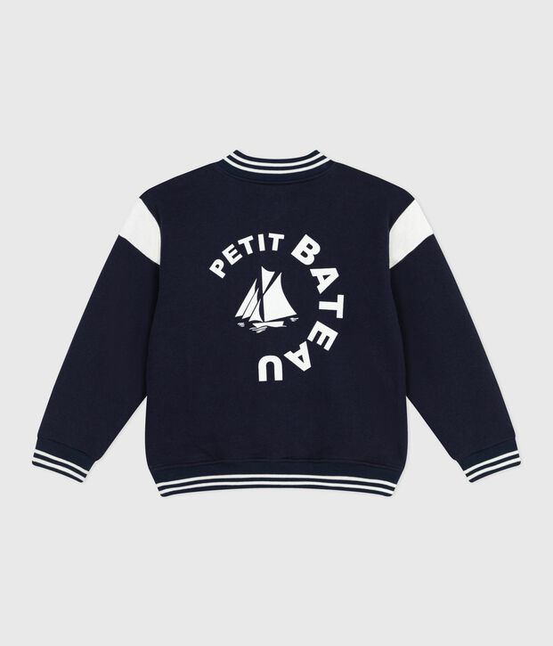 Veste teddy enfant en coton uni bleu marine