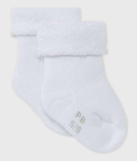 Chaussettes blanches bébé en éponge blanc ECUME
