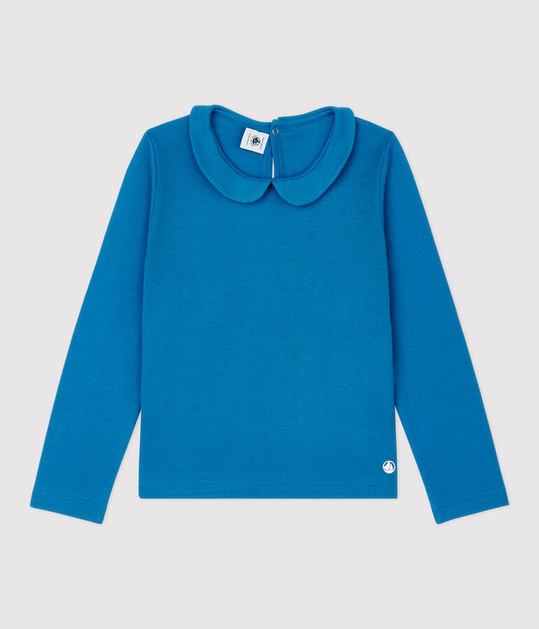 Tee-shirt manches longues en coton enfant fille bleu