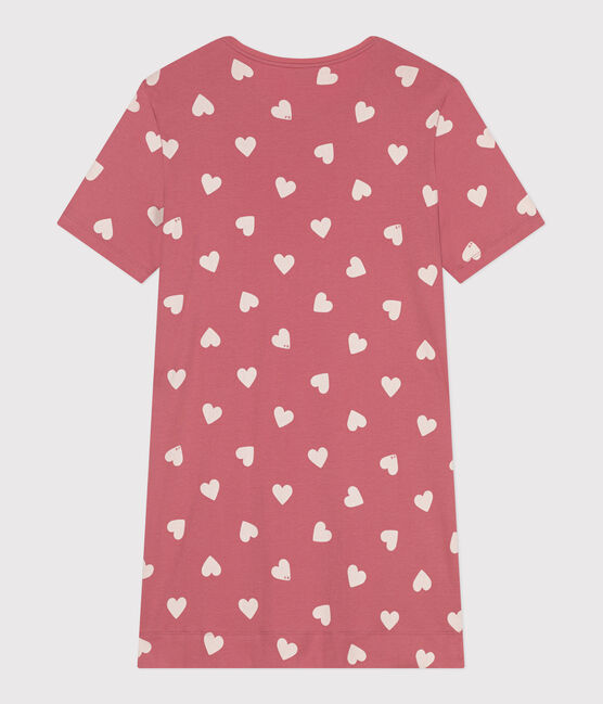 Chemise de nuit femme manches courtes imprimé cœurs rose ROSEWOOD/ MARSHMALLOW