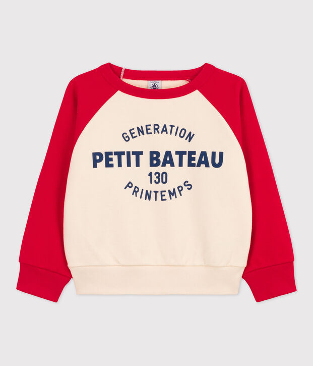 Sweatshirt en molleton enfant fille / gar&ccedil;on rouge/&eacute;cru