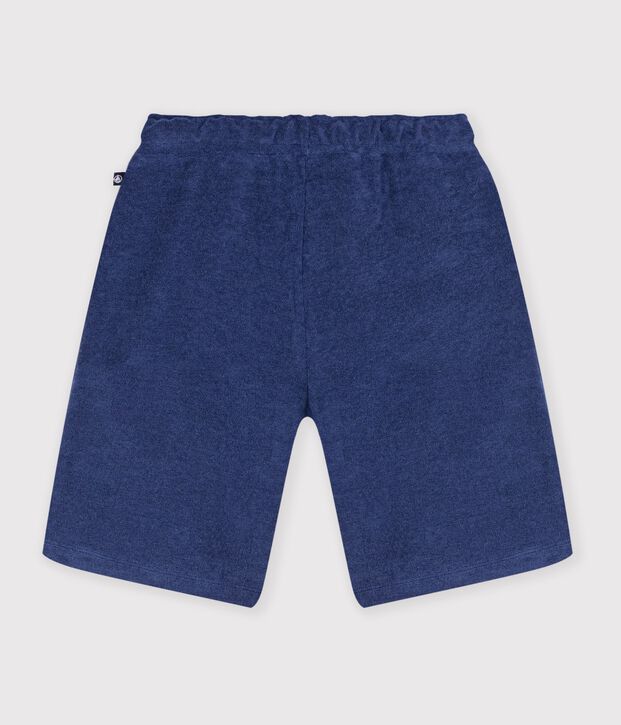 Bermuda short enfant en coton uni bleu fonc&eacute;