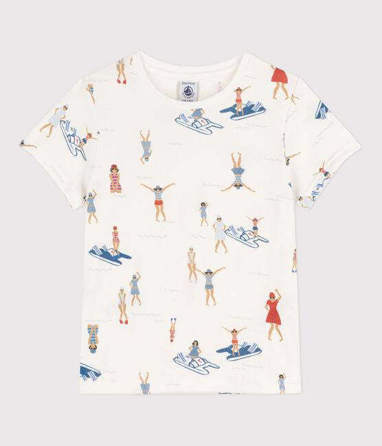 Tee-shirt imprimé manches courtes enfant fille blanc MARSHMALLOW/blanc MULTICO
