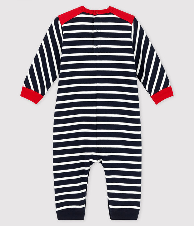 Combinaison longue b&eacute;b&eacute; gar&ccedil;on bleu/blanc