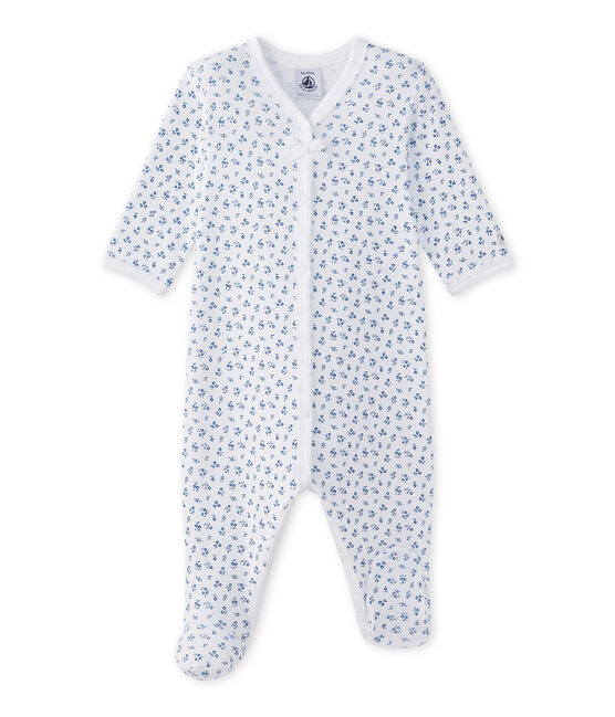 Dors bien bébé fille imprimé blanc ECUME/bleu BLEU