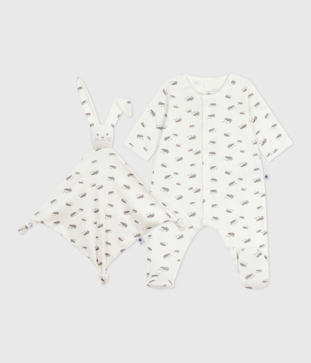 Coffret cadeau naissance en coton imprim&eacute; multicouleur