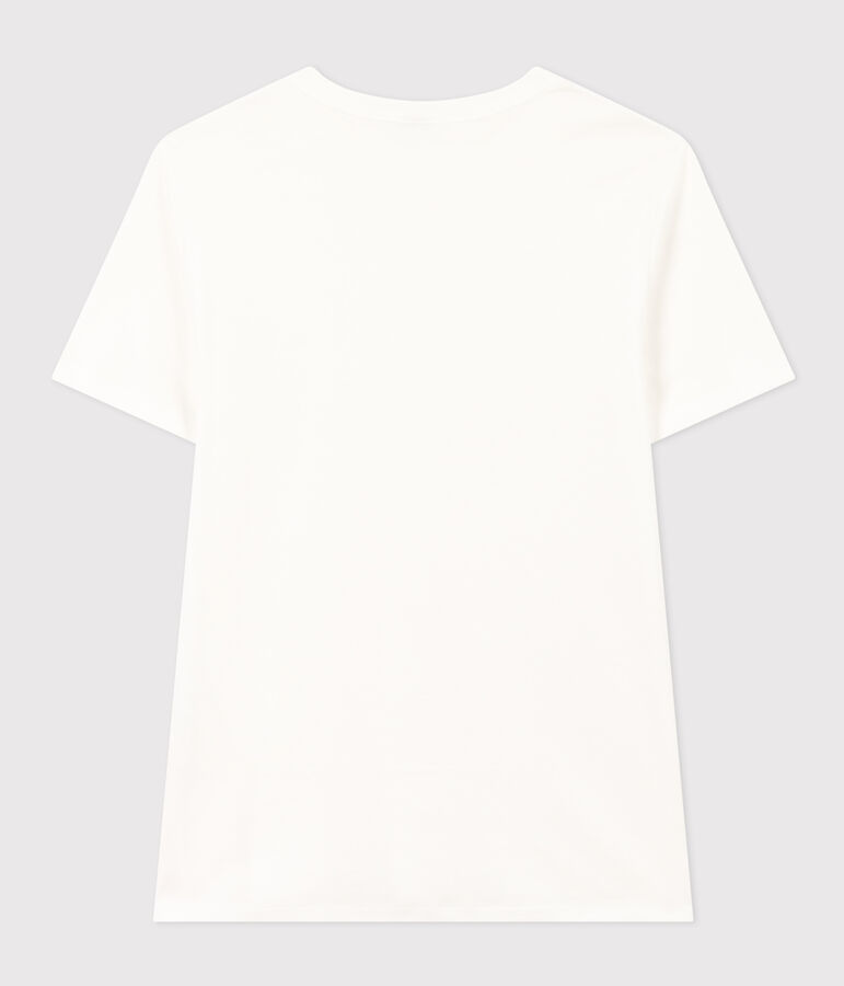 Tee-shirt l'Iconique manches courtes en c&ocirc;te unie femme blanc ECUME