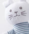 Doudou lapin bébé en jersey bleu FONTAINE/blanc MARSHMALLOW