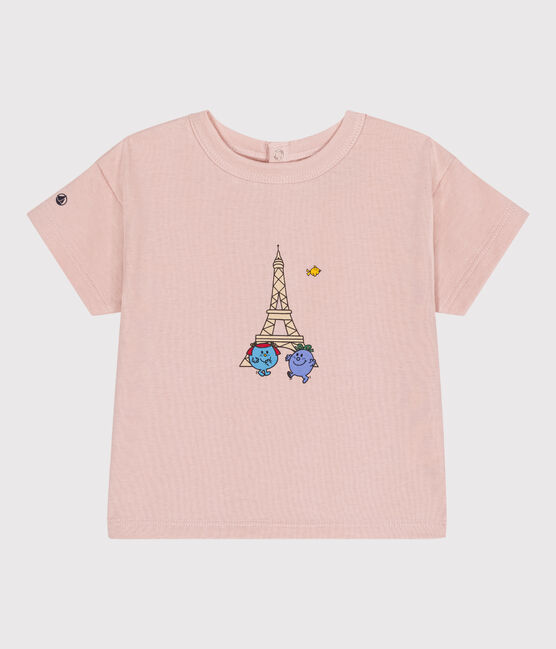 Tee-shirt Monsieur Madame en coton bébé rose SALINE