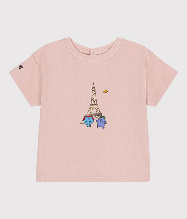 Tee-shirt Monsieur Madame en coton b&eacute;b&eacute; rose
