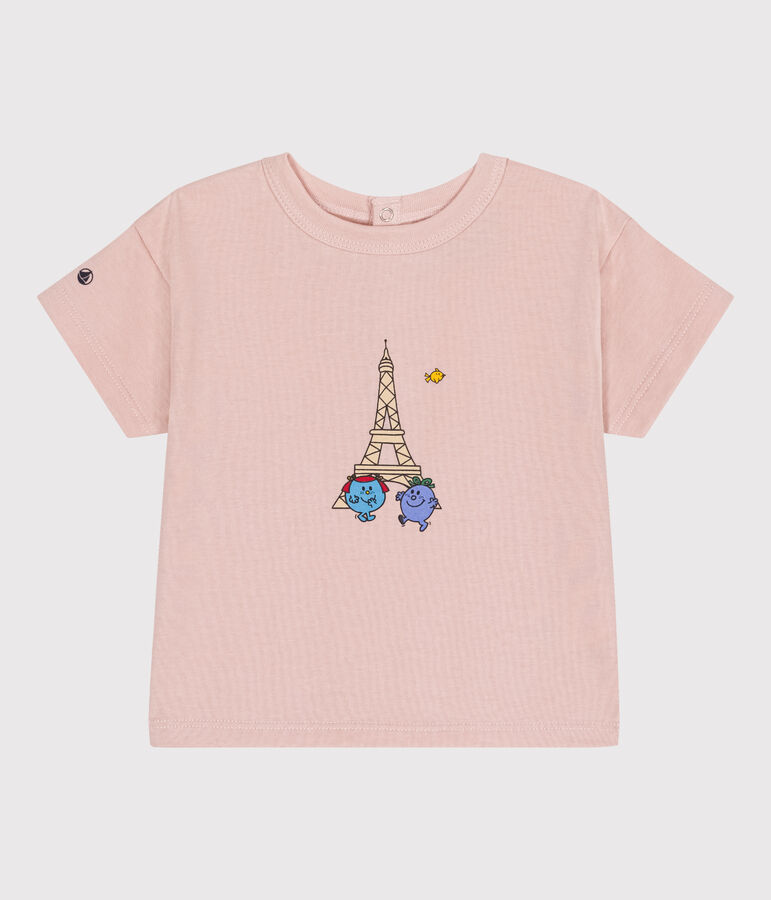 Tee-shirt Monsieur Madame en coton b&eacute;b&eacute; rose