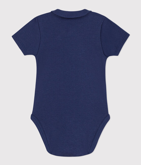 Body manches courtes à col en coton bébé bleu CHALOUPE