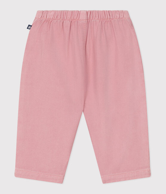 Pantalon bébé en coton souple uni rose CHARME