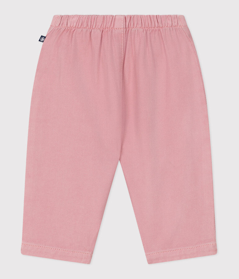 Pantalon b&eacute;b&eacute; en coton souple uni rose CHARME