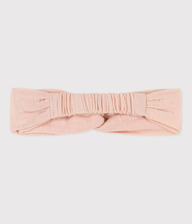 Bandeau rose en gaze de coton b&eacute;b&eacute; rose