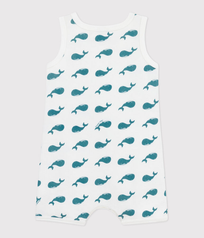 Combinaison courte b&eacute;b&eacute; en coton baleines vert MARSHMALLOW/ DRAGONFLY