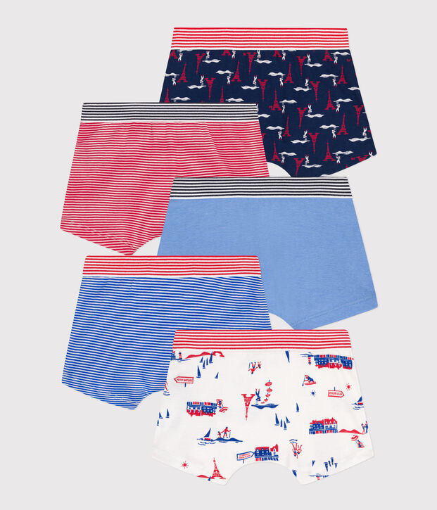 Lot de 5 boxers Paris en coton petit gar&ccedil;on multicouleur
