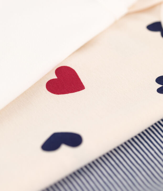 Lot de 3 bodies manches longues c&oelig;ur b&eacute;b&eacute; en coton multicouleur