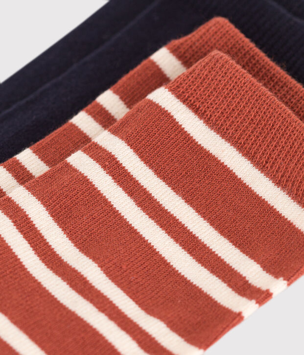 2 paires de chaussettes en coton rayures enfant multicouleur