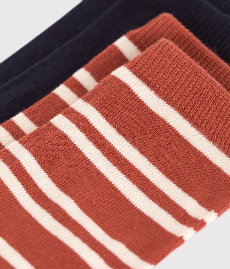 2 paires de chaussettes en coton rayures enfant multicouleur