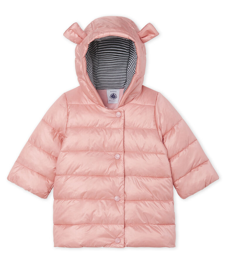 Doudoune b&eacute;b&eacute; fille en polyamide satin&eacute; rose