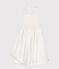 Robe longue à bretelles enfant en coton uni blanc ECUME