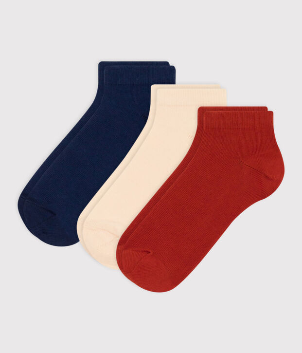 Lot de 3 paires de chaussettes unies en jersey de coton enfants multicouleur