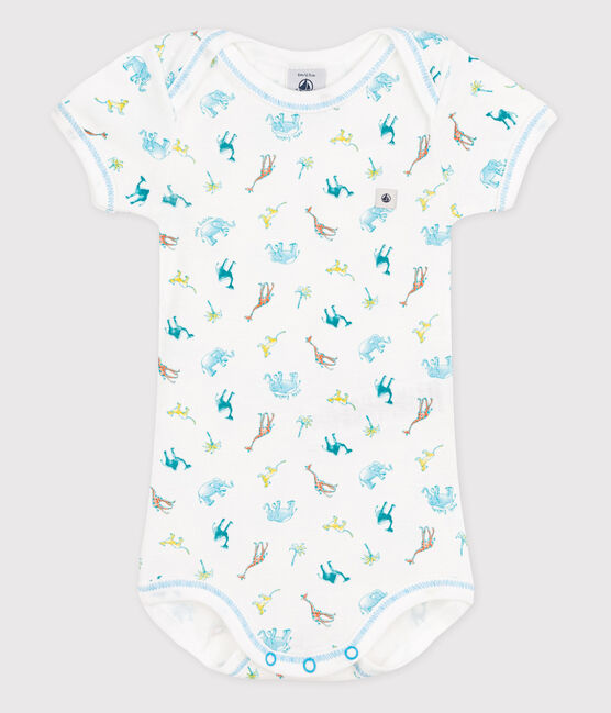 Body manches courtes bébé blanc ECUME/bleu AQUARIUS/ MULTICO