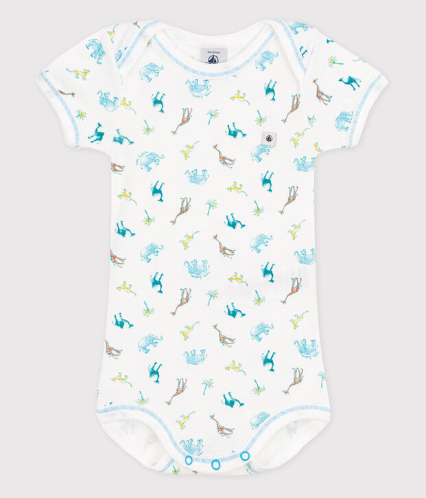 Body manches courtes b&eacute;b&eacute; blanc/bleu/multicouleur