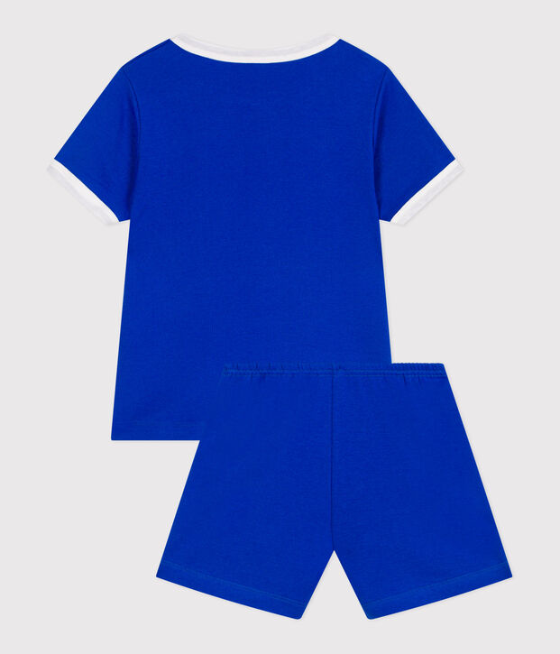 Pyjama short enfant en coton bleu