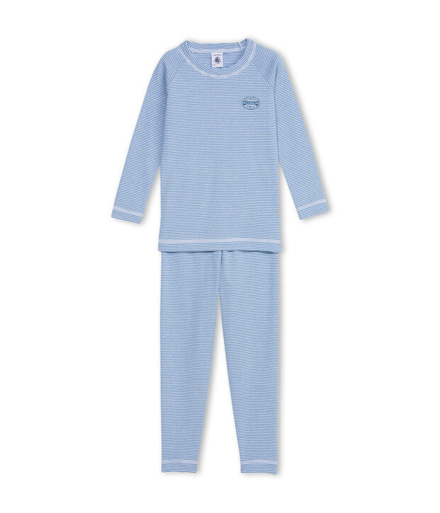 Pyjama gar&ccedil;on en milleraies bleu/blanc