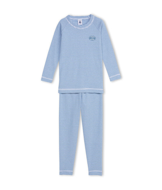 Pyjama garçon en milleraies bleu ALASKA/blanc ECUME