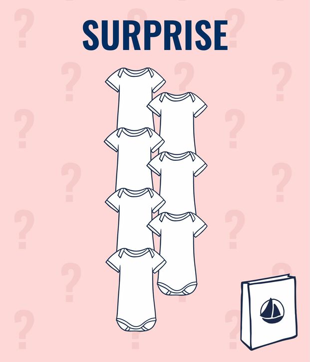 Lot surprise de 7 bodies manches courtes b&eacute;b&eacute; fille multicouleur