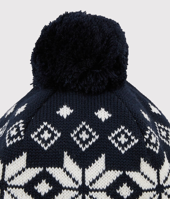 Bonnet de ski enfant fille/garçon bleu SMOKING/blanc MARSHMALLOW