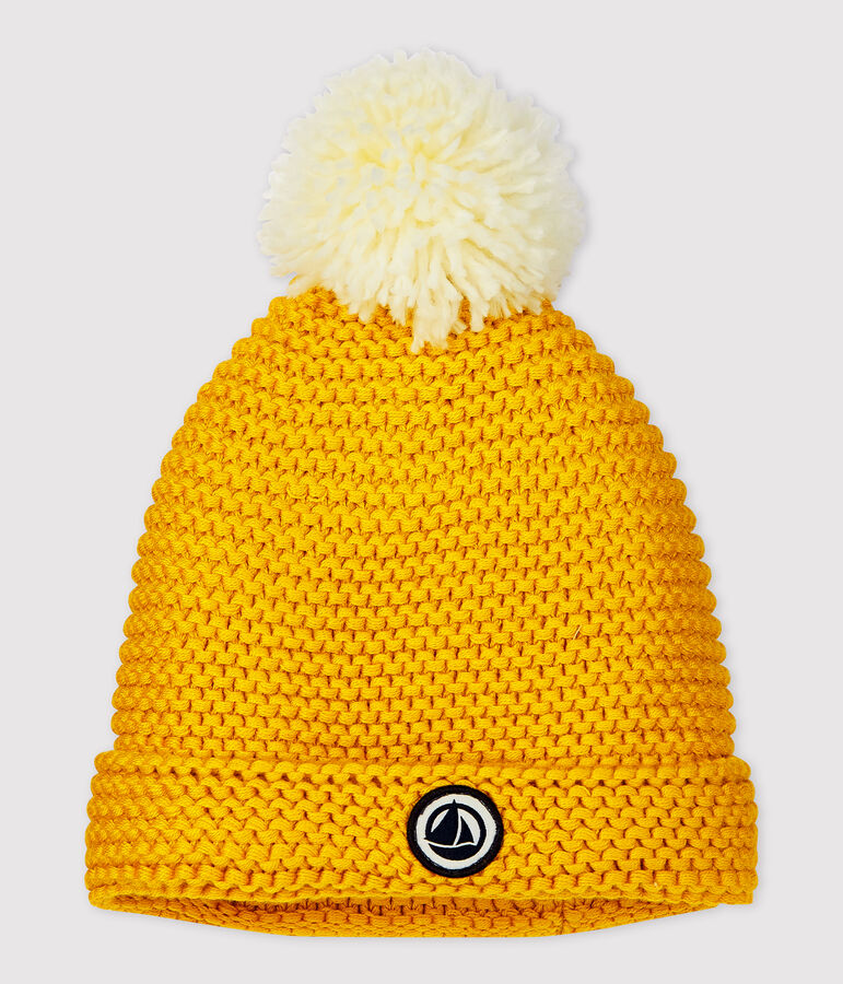 Bonnet &agrave; pompon b&eacute;b&eacute;. jaune BOUDOR