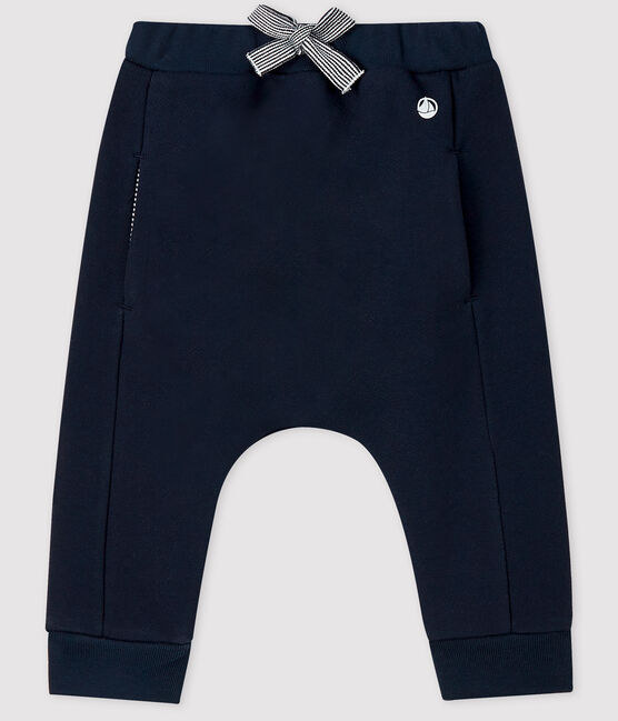 Pantalon bébé fille/garçon en molleton bleu SMOKING
