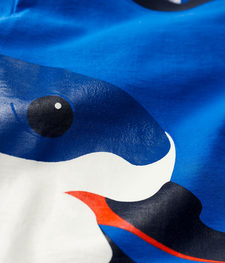 Tee-shirt manches longues en coton enfant gar&ccedil;on bleu