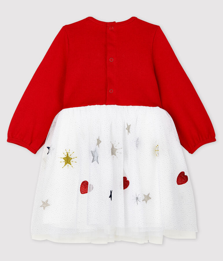 Robe manches longues b&eacute;b&eacute; fille rouge/multicouleur
