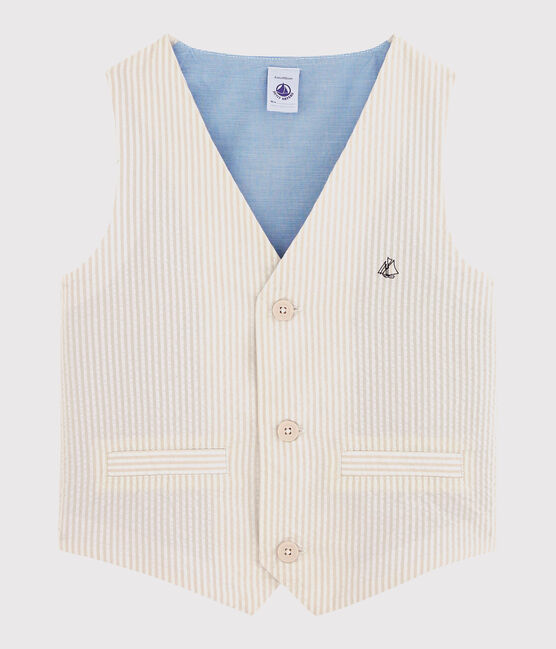 Gilet sans manches garcon beige BEIGE/blanc MARSHMALLOW